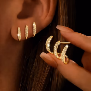 Three-prong Curved Hoop Earrings